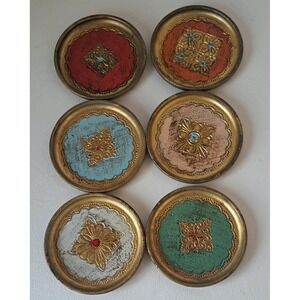 Vintage Italian Florentine Coasters Made In Italy 6